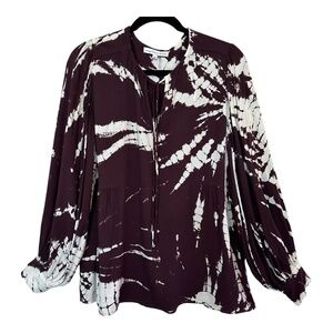 Young Fabulous & Broke Tie Dye Top Women's Size S Long Balloon Sleeves Raisin